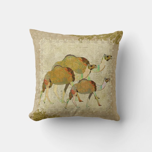 Vintage Dreamy Camels  Boho Mojo Pillow (Front)
