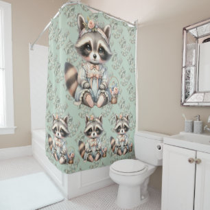 Vintage Dressed Cottagecore Raccoon Pastel