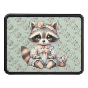 Vintage Dressed Cottagecore Raccoon Pastel Trailer Hitch Cover