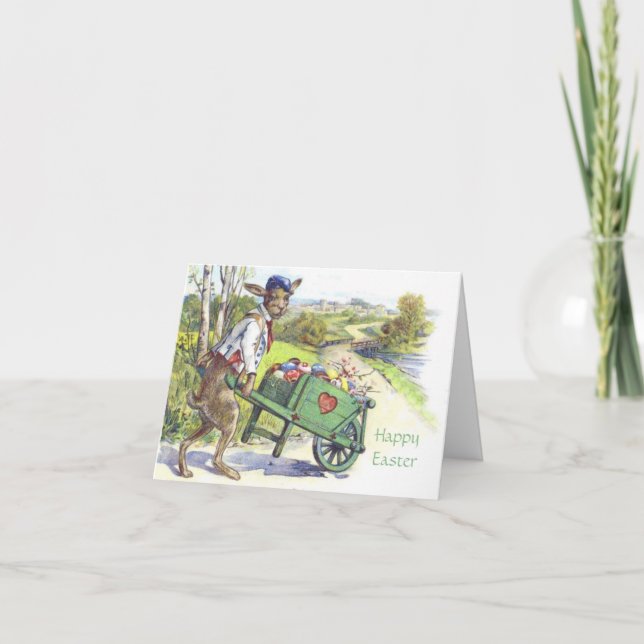 Vintage Dressed Easter Rabbit Easter Card (Front)