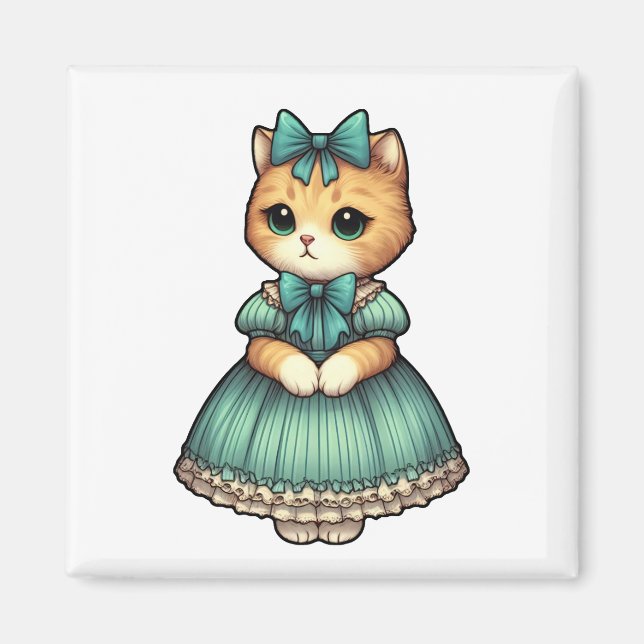 Vintage Dressed Kitten Magnet (Front)