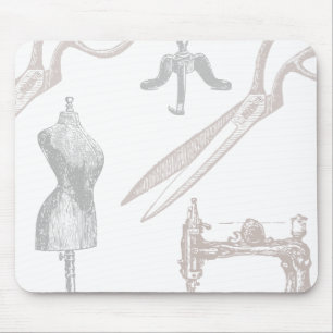 vintage dressmaker and sewing theme mouse pad