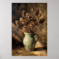 Vintage Dried Flowers Vase Still Life