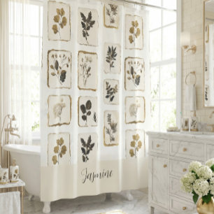 Vintage dried pressed wildflowers Name Monogram 