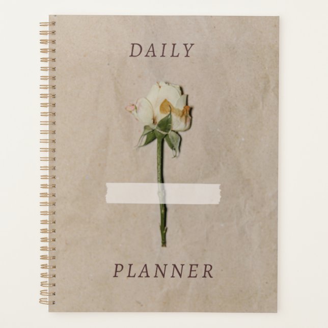 Vintage Dried Rose & Aged Paper Texture Aesthetic Planner (Front)
