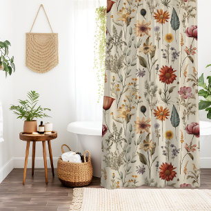 Vintage Dried Wildflower Burgundy Pink Yellow