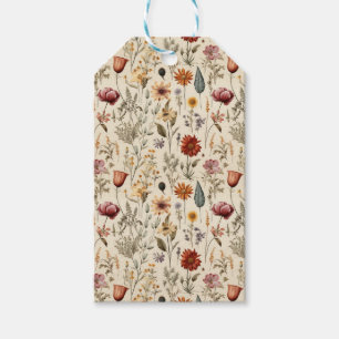Vintage Dried Wildflower Burgundy Pink Yellow Gift Tags