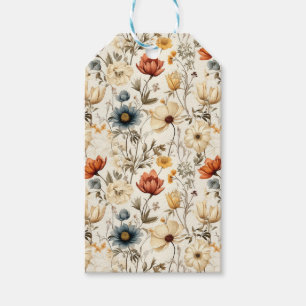 Vintage Dried Wildflower Navy Terracotta Gift Tags