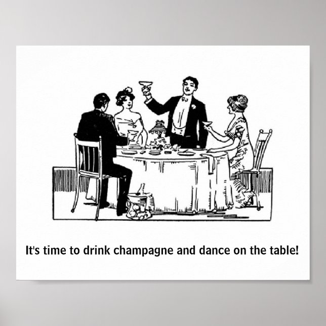 Vintage - Drink Champagne & Dance, Poster (Front)