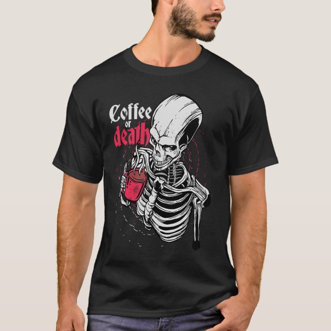 Vintage Drink Coffee Skeleton T-Shirt (Front)