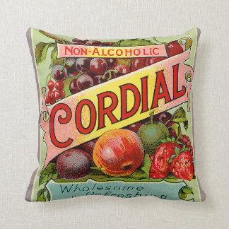 Vintage Drink Label Non Alcoholic Cordial Throw Pillow