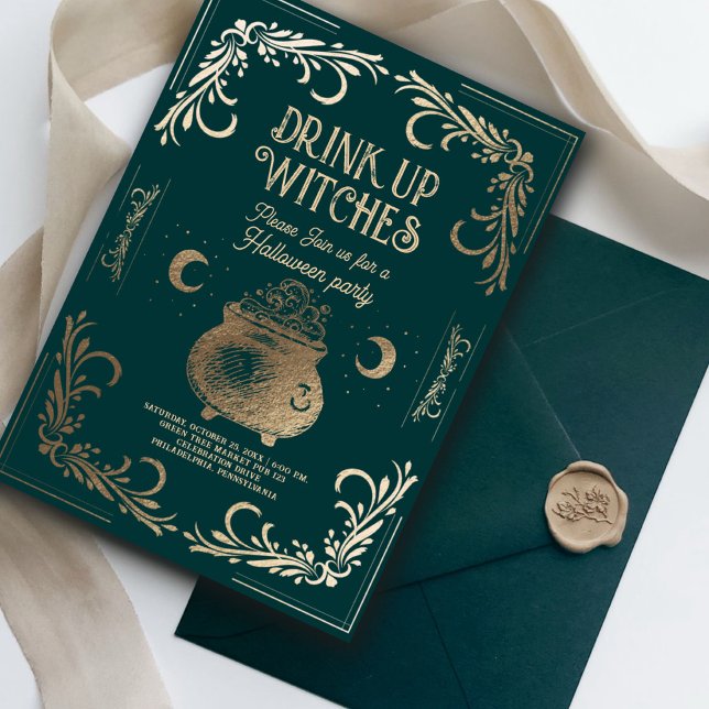 Vintage Drink Up Witches Halloween Party  Invitation (Creator Uploaded)