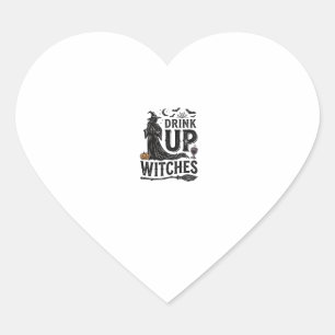 Vintage Drink Up Witches Halloween Shirt Design_1 Heart Sticker