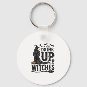 Vintage Drink Up Witches Halloween Shirt Design_1 Keychain
