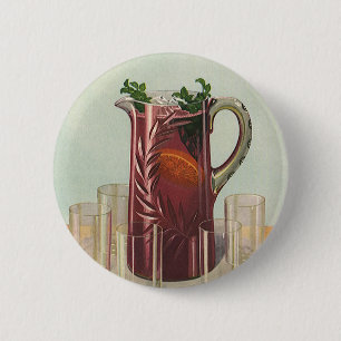 Vintage Drinks and Beverages, Pitcher of Sangria 2 Inch Round Button