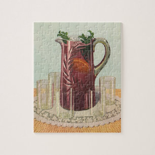 Vintage Drinks and Beverages, Pitcher of Sangria Jigsaw Puzzle