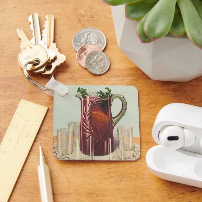 Vintage Drinks and Beverages, Pitcher of Sangria Keychain (Desk)