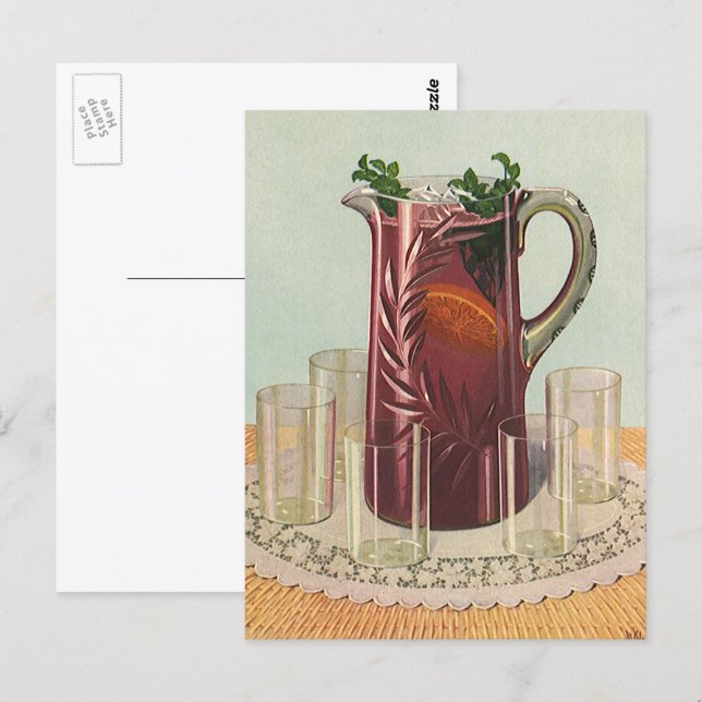 Vintage Drinks and Beverages, Pitcher of Sangria Postcard (Front/Back)