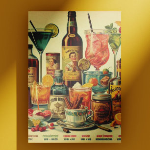 Vintage Drinks Beverage Illustration Postcard