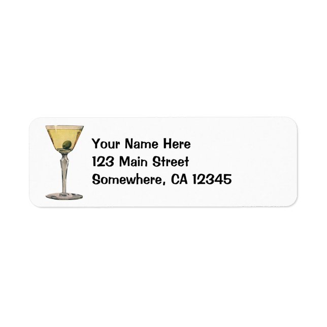 Vintage Drinks Beverages, Martini Olive Cocktail (Front)