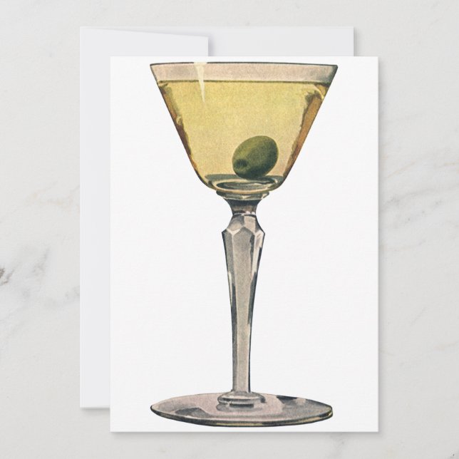 Vintage Drinks Beverages, Martini Olive Cocktail (Front)