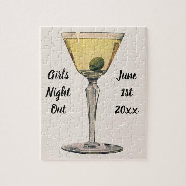 Vintage Drinks Beverages, Martini Olive Cocktail Jigsaw Puzzle (Vertical)