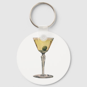 Vintage Drinks Beverages, Martini Olive Cocktail Keychain