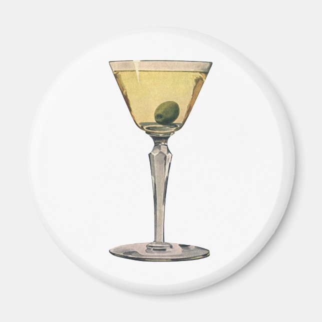 Vintage Drinks Beverages, Martini Olive Cocktail Magnet (Front)