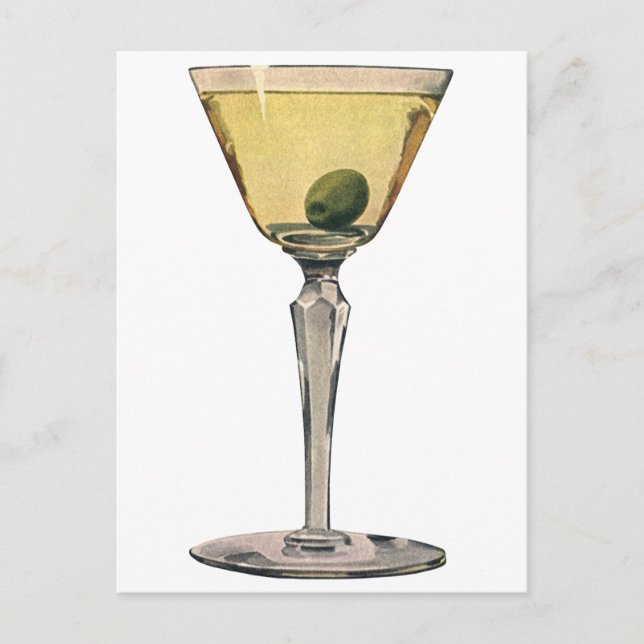 Vintage Drinks Beverages, Martini Olive Cocktail Postcard (Front)