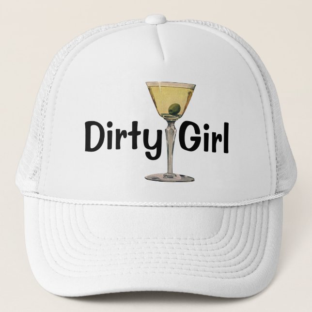 Vintage Drinks Beverages, Martini Olive Cocktail Trucker Hat (Front)