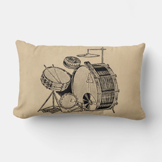Vintage Drum Kit Drums Lumbar Pillow (Front)