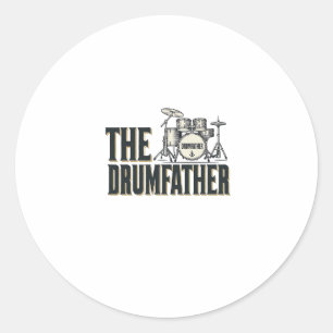 Vintage Drumfather Drummer Quote Vector Design_1 Classic Round Sticker