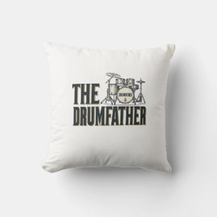 Vintage Drumfather Drummer Quote Vector Design_1 Throw Pillow