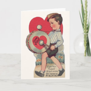 Vintage Drummer Valentine's Day Card