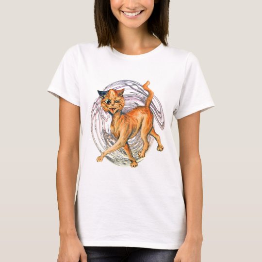 Vintage Drunk Cat Wain Art T-Shirt