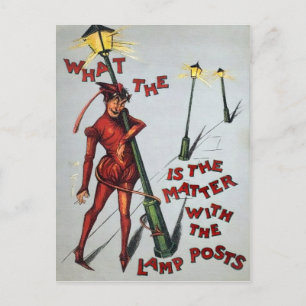 Vintage Drunk Devil Postcard