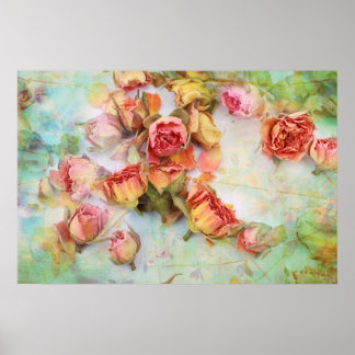 Vintage dry roses wedding poster