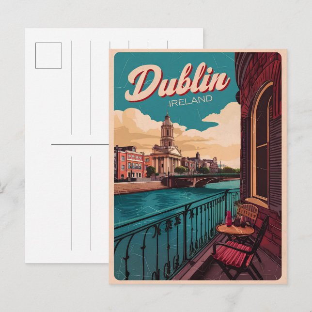 Vintage Dublin city, Ireland republic travel gifts Postcard (Front/Back)