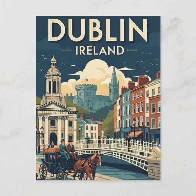 Vintage Dublin Ireland Travel Postcard (Front)
