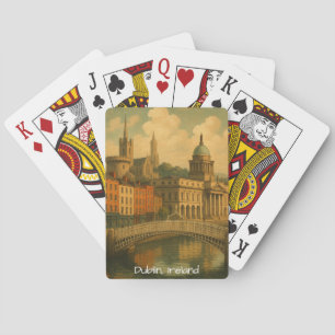 Vintage Dublin Travel Retro Ireland City Artwork Playing Cards