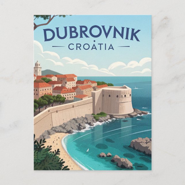 Vintage Dubrovnik Travel Postcard (Front)