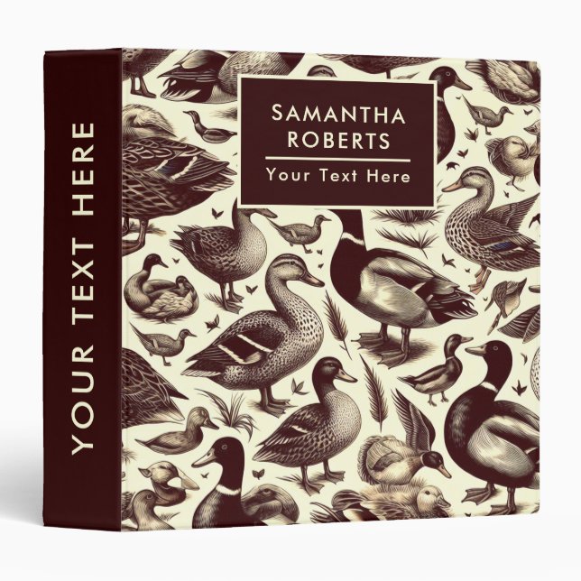 Vintage Duck and Goose Pattern Binder (Front/Spine)