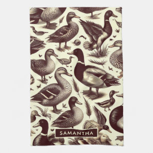 Vintage Duck and Goose Pattern Kitchen Towel
