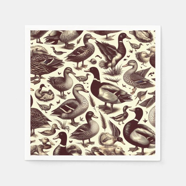Vintage Duck and Goose Pattern Napkin (Front)