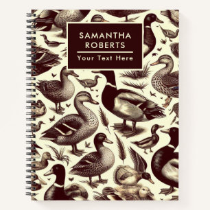 Vintage Duck and Goose Pattern Notebook