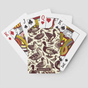 Vintage Duck and Goose Pattern Playing Cards