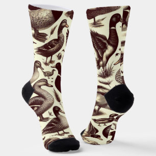 Vintage Duck and Goose Pattern Socks