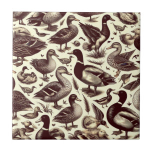 Vintage Duck and Goose Pattern Tile