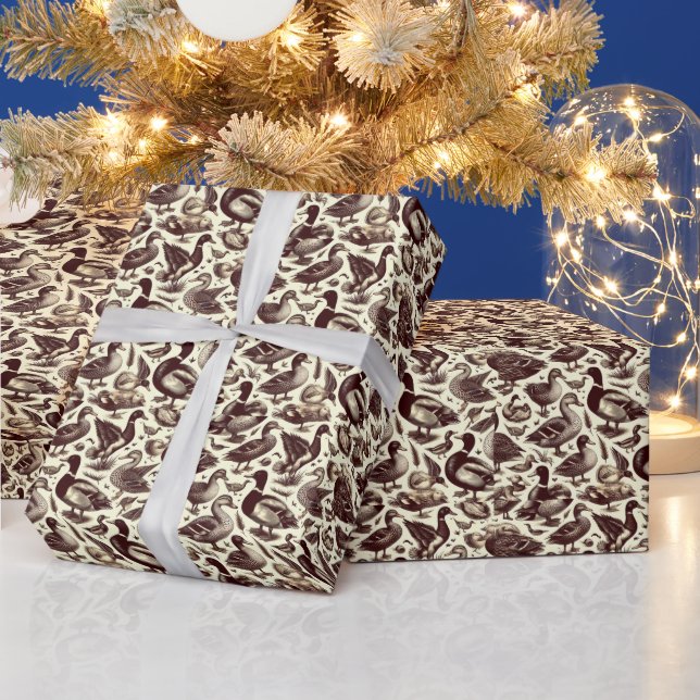 Vintage Duck and Goose Pattern Wrapping Paper (Holidays)
