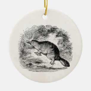 Vintage Duck Billed Platypus Personalized Animals Ceramic Ornament